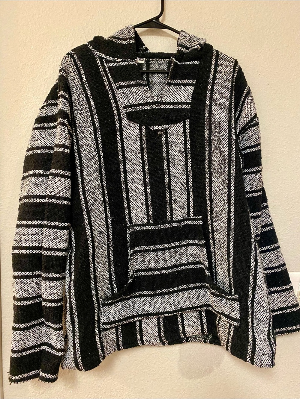 Black & Grey Striped Baja Hoodie - Size XL
